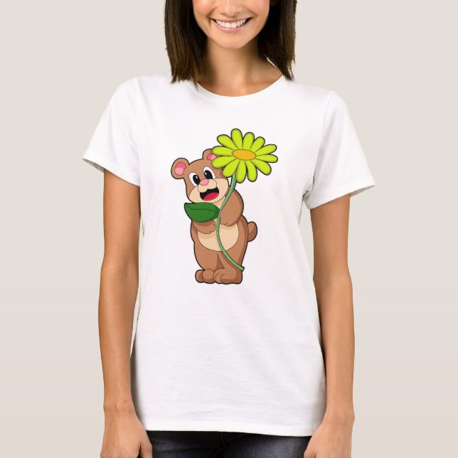 Bear with yellow Flower T-Shirt (Front)