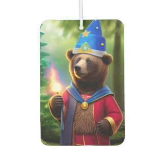 Bear wizard with fire stick car air freshener
