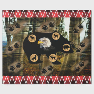 Bear Wolf Eagle Elk Moose Deer Wrapping Paper
