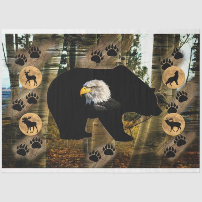 Bear Wolf Elk Moose Deer Eagle Tissue Paper (Front)