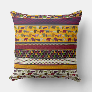 bear wolf geo stripe cushion