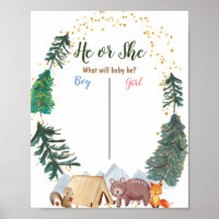 Bear Woodland Animal Camper Voting Board Poster