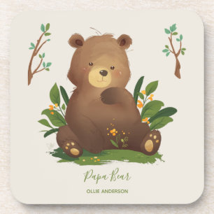 Bear • Woodland Forest Animal Rustic Illustratio Coaster