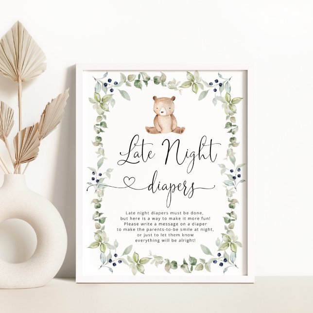 Bear woodland Late night diapers Poster (Creator Uploaded)