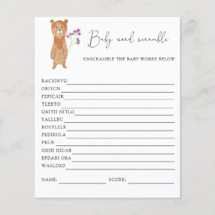 Bear Word Scramble Baby Shower Game