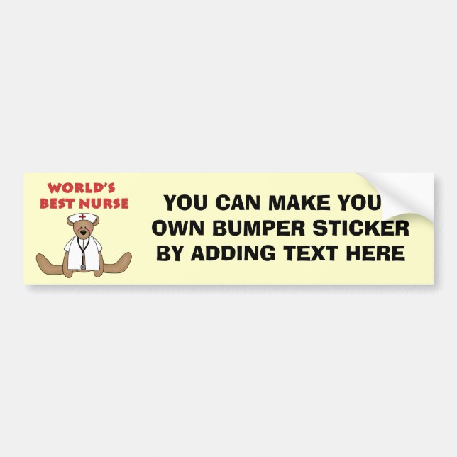 Bear World's Best Nurse T-shirts and Gifts Bumper Sticker (Front)