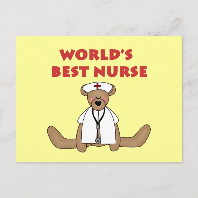 Bear World's Best Nurse T-shirts and Gifts Postcard (Front)