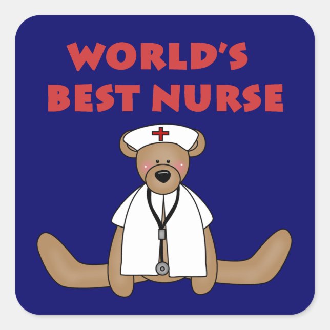 Bear World's Best Nurse T-shirts and Gifts Square Sticker (Front)