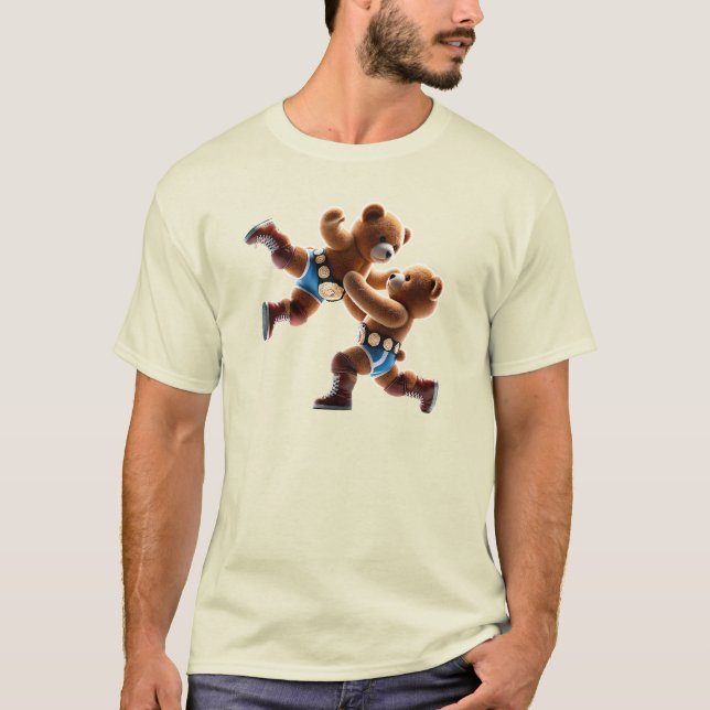 Bear wrestler, epic fight in the ring. T-Shirt (Front)