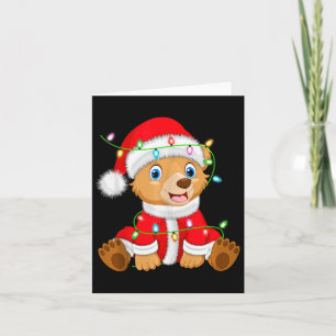 Bear Xmas Lighting Santa Costume Bear Christmas  Card