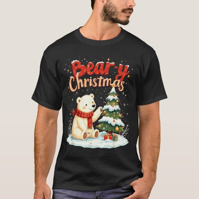 Bear-y Christmas Cute Lar Bear Holiday Pun Gift  T-Shirt (Front)