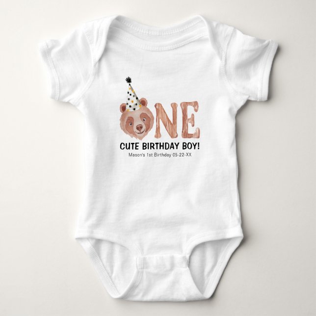 Bear-y Cute 1st Birthday Baby Bodysuit  (Front)