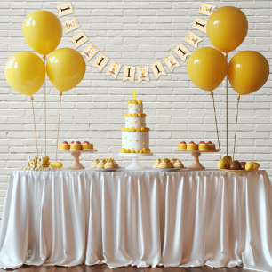 Bear-y First Birthday Gender Neutral Yellow Bear Bunting