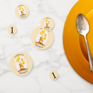 Bear-y First Birthday Gender Neutral Yellow Bear Confetti