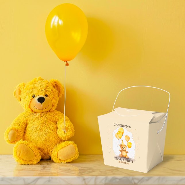 Bear-y First Birthday Gender Neutral Yellow Bear Favour Box (Creator Uploaded)