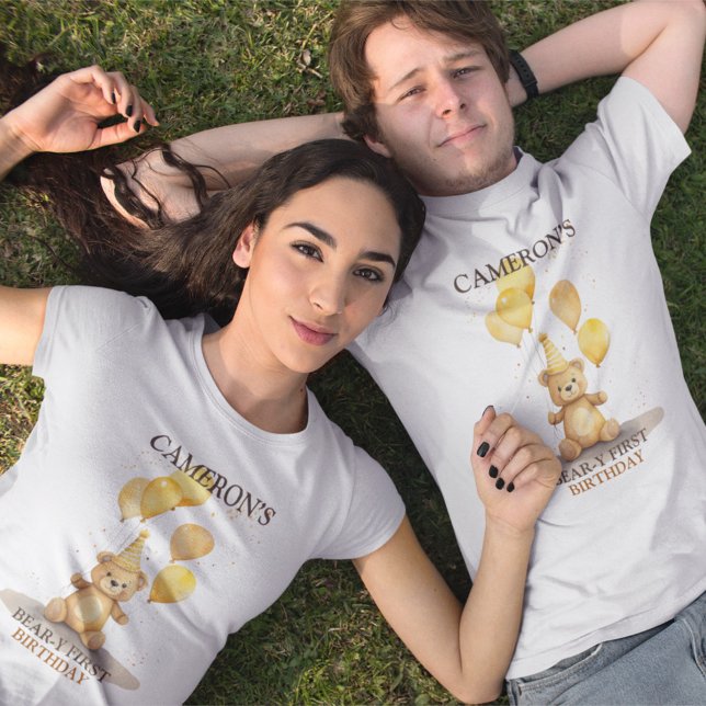 Bear-y First Birthday Gender Neutral Yellow Bear T-Shirt (Creator Uploaded)