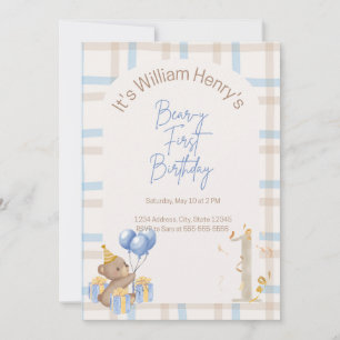 Bear-y First Birthday  Invitation
