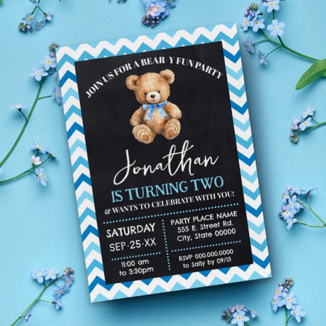 Bear-y Fun Birthday Celebration Teddy Bear Invitation (Creator Uploaded)