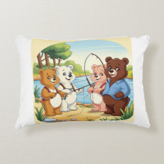 Bear-y Fun Fishing Day Decorative Cushion