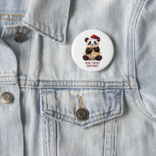 Bear-y Merry Christmas! Playful Panda Button