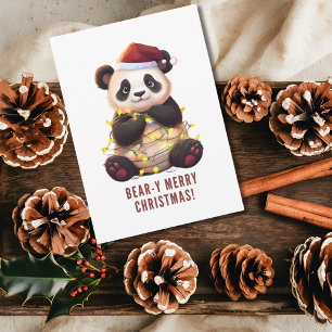 Bear-y Merry Christmas! Playful Panda Holiday Card