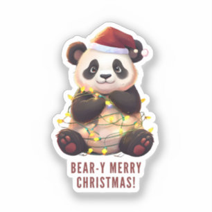 Bear-y Merry Christmas! Playful Panda Sticker