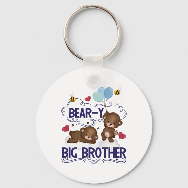 Bear-y Very Big Brother Sibling Pun Key Ring (Front)