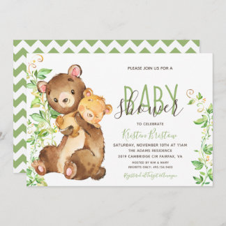 Bear Zoo Animal Jungle Baby Shower Invitation
