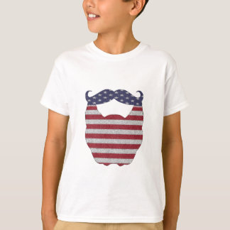 Beard And Moustache American Flag T-Shirt