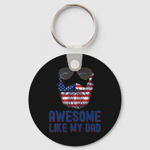 Beard Awesome Like My Dad 4th Of July Patriot Key Ring