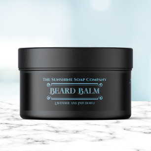 Beard Balm Jar Label - Black and Blue
