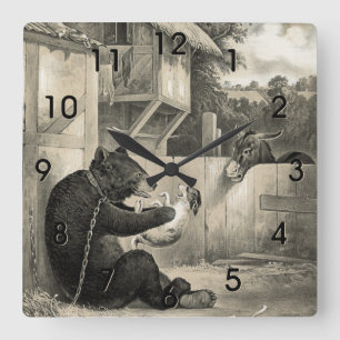 Beard - Bear, Dog and Donkey Square Wall Clock