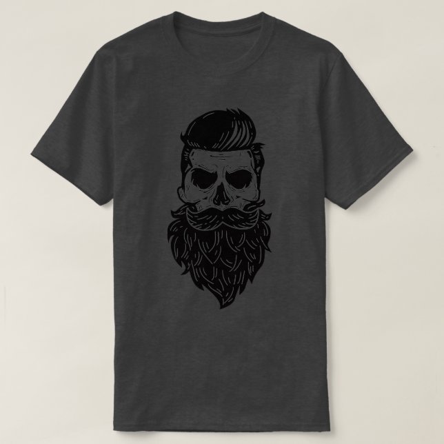 Beard Bearded Skull Skull Skeleton T-Shirt (Design Front)