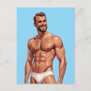 Beard & Brightness: The Modern Man in Retro Style Postcard