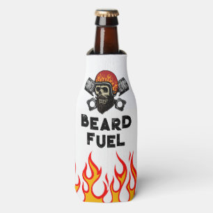 BEARD FUEL Funny Men's Skull & Flames Joke Gift Bottle Cooler