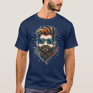 Beard Hipster Men Light House Sailor Helm Full Bea T-Shirt