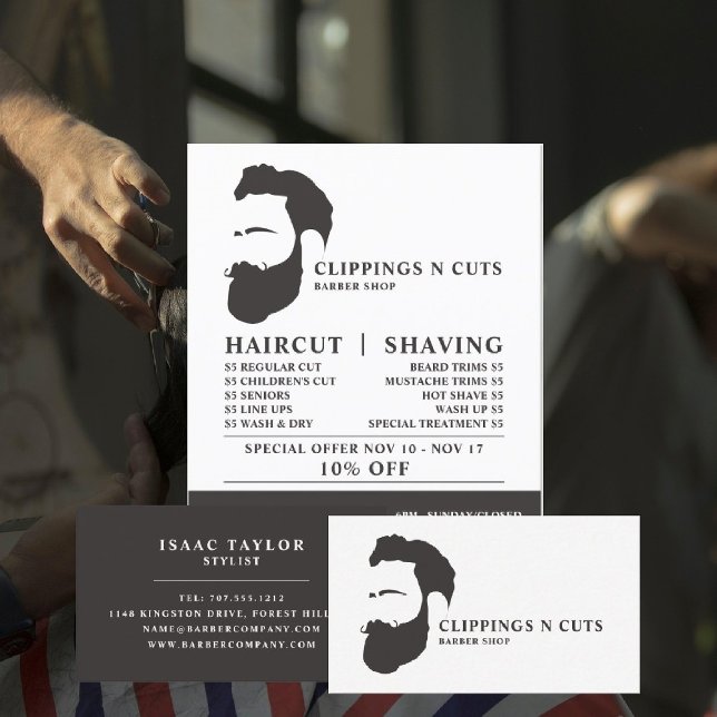 Beard Logo, Men's Barbers Business Card (Creator Uploaded)