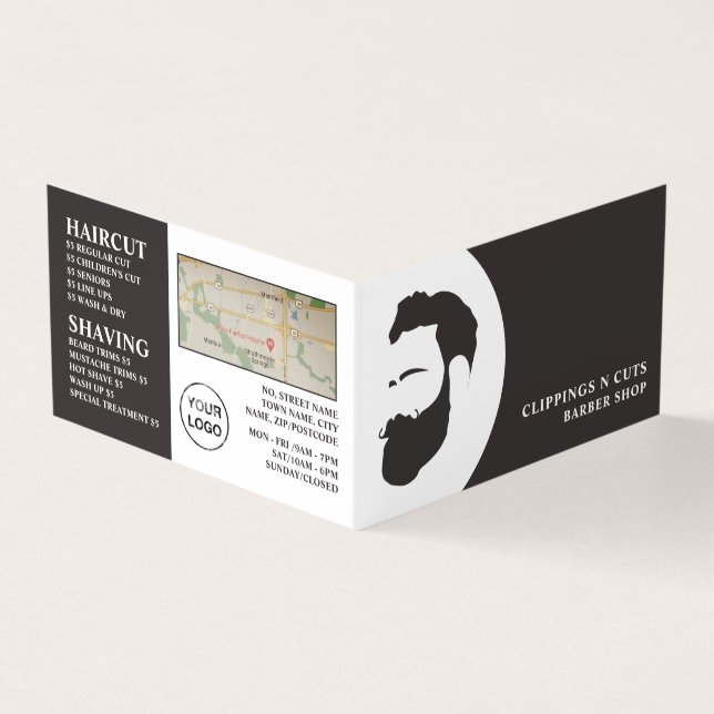 Beard Logo, Men's Barbers, Detailed Loyalty Card, Business Card (Outside)
