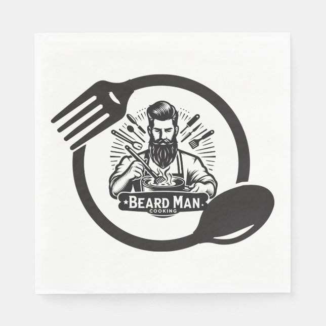 Beard Man Cooking Paper Napkins (Front)