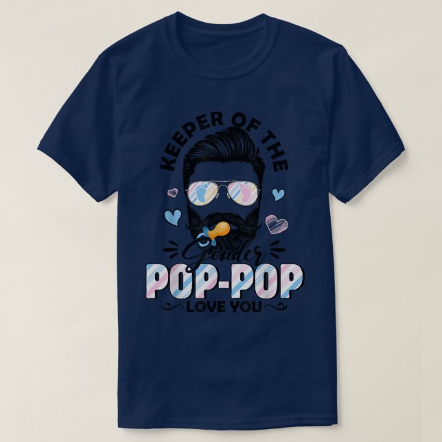 Beard Men Keeper Of Gender Pop Pop Loves You Gende T-Shirt (Design Front)