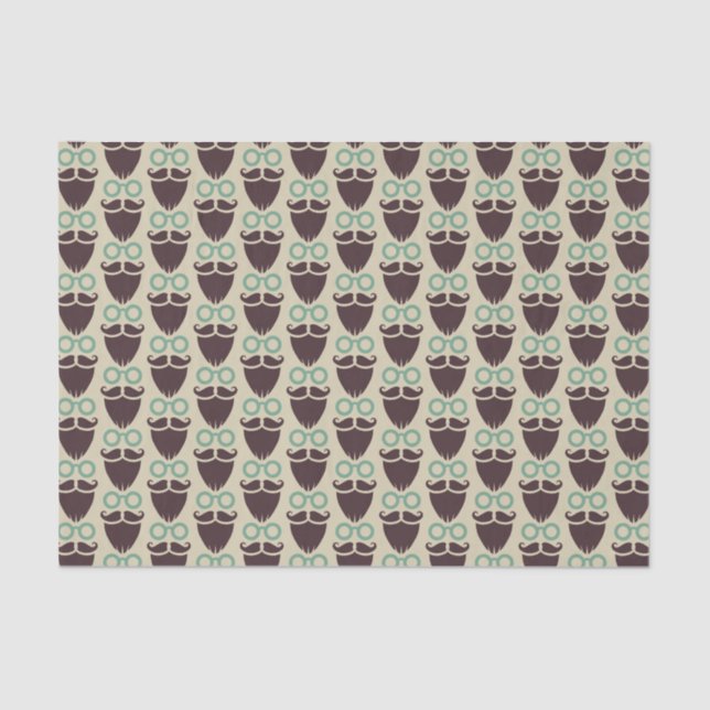 Beard moustache glasses pattern tissue paper (Front)