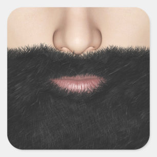 Beard Mouth and Nose Square Sticker