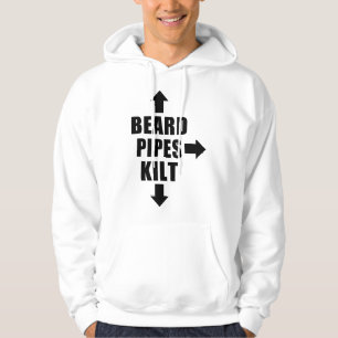 Beard Pipes Kilt Funny Scottish Bagpipes Hoodie
