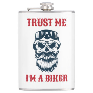 Beard Scull   Motorcycle   Trust me I'm a biker Hip Flask
