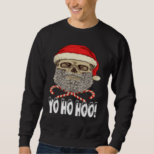Beard Skull Beard Red Santa Hat Candy Canes Christ Sweatshirt