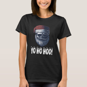 Beard Skull Red Santa Hat Pirate Christmas 2021 Pa T-Shirt