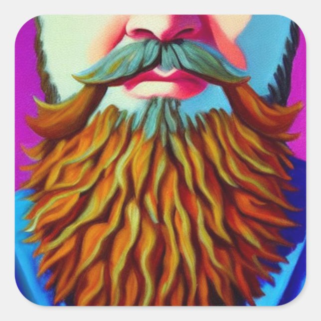Beard Square Sticker (Front)