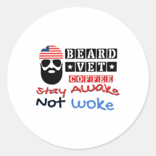 Beard Vet Coffee Happy 4th Of July Independence Da Classic Round Sticker