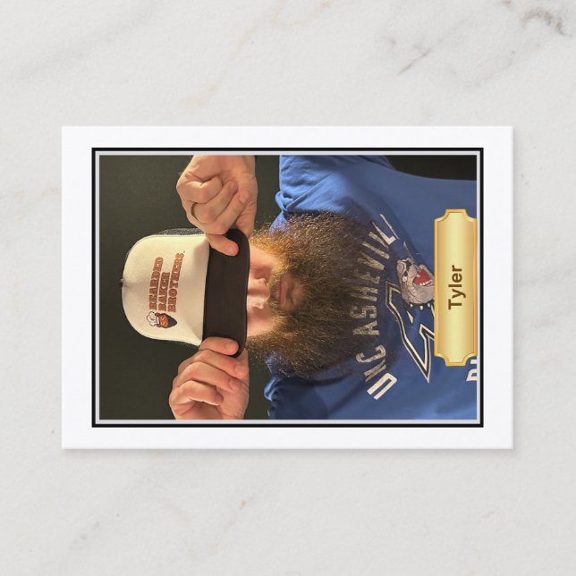 Bearded Baker Banter Trading Cards: Tyler Hat Calling Card (Front)