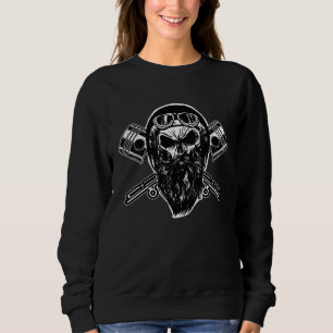 Bearded Biker Skull Motorcycle Sweatshirt